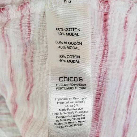 Chicos Shirt Ultimate Tee Size 4 US XXL 2X White Red Striped 3/4 Sleeve Stretch - Picture 7 of 9